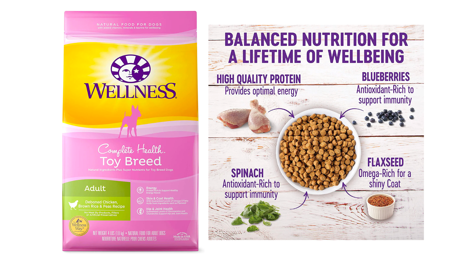 Wellness Complete Health Toy Breed Dry Dog Food with Grains, Chicken & Rice