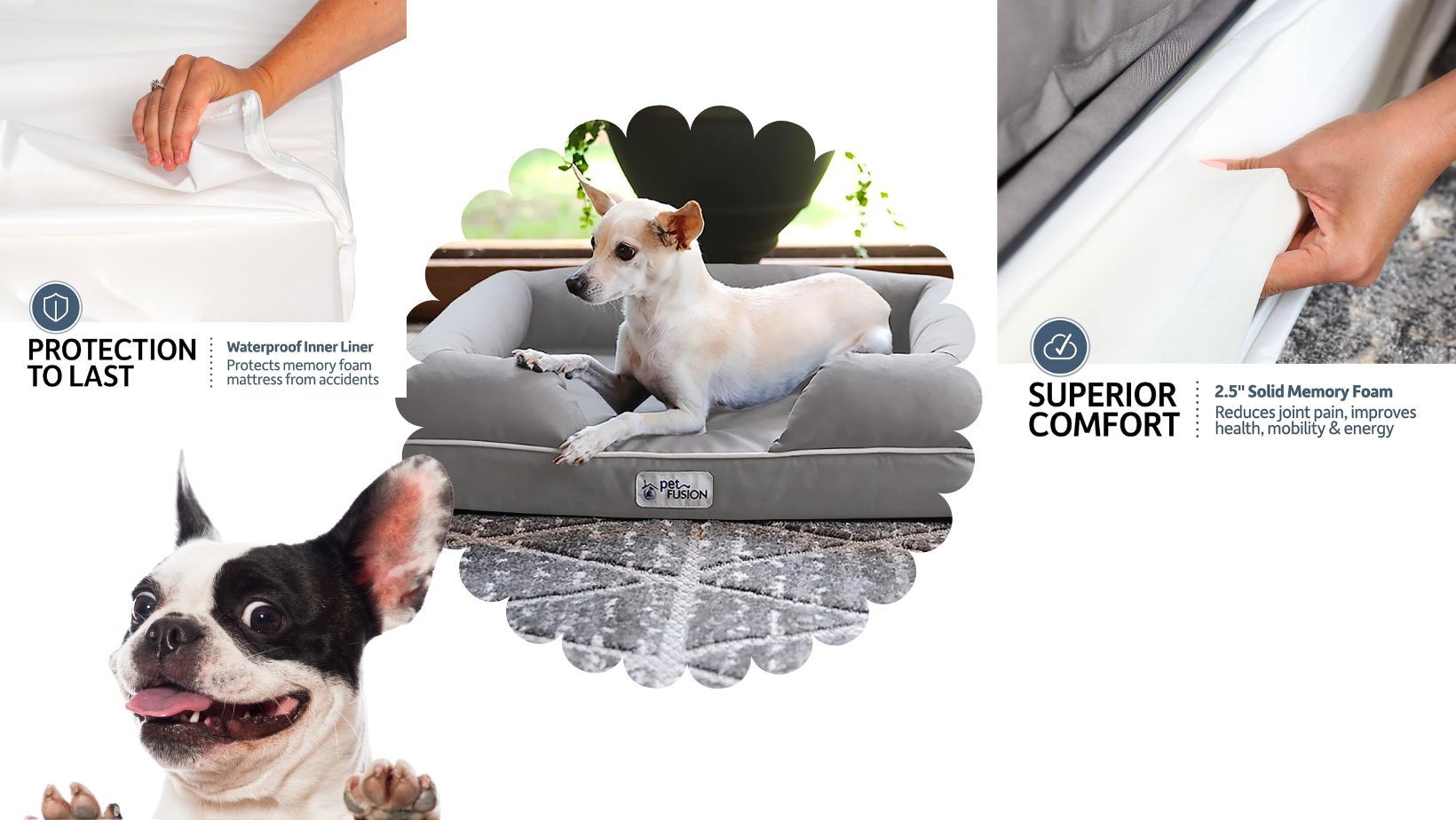 PetFusion Ultimate Dog Bed, Orthopedic Memory Foam for dogs like French Bulldogs